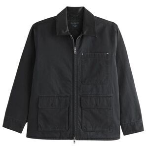 Abercrombie & Fitch Men's Black Zip-Front Military Field Jacket